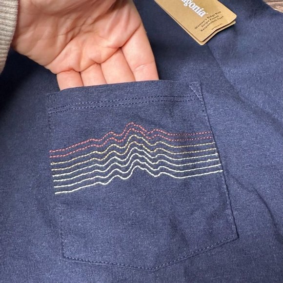 Patagonia Women's Ridge Rise Stripe Pocket Responsibili Tee NWT Size XS (Navy) - Picture 8 of 14